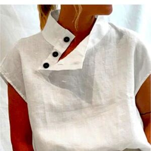 Cap sleeves NWT linen blend white